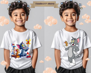 Fair tom & jerry  and Tom carrying jerry kids t-shirt  combo