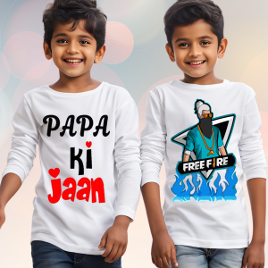 Papa ki jaan kids Tshirt & free fire 2  kids full sleeves  kids tshirt combo