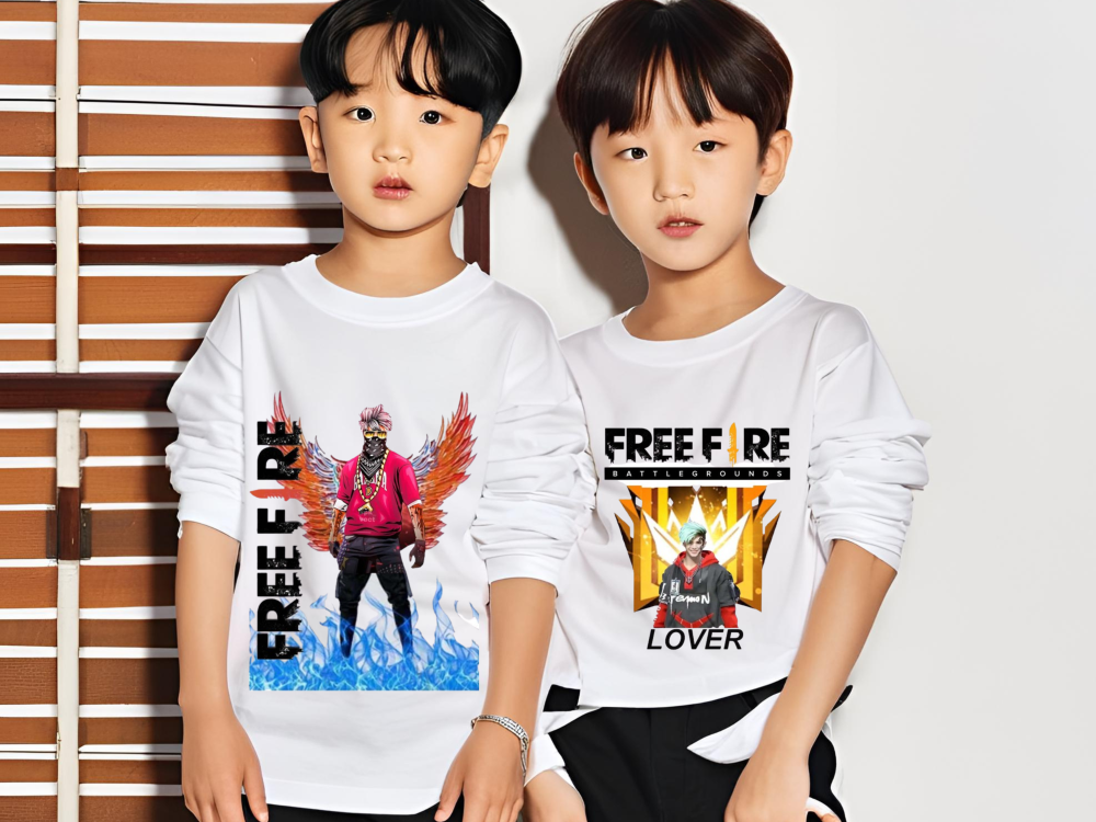 Free fire-7 kids tshirt and Free Fire-1  kids full sleeves t-shirt combo